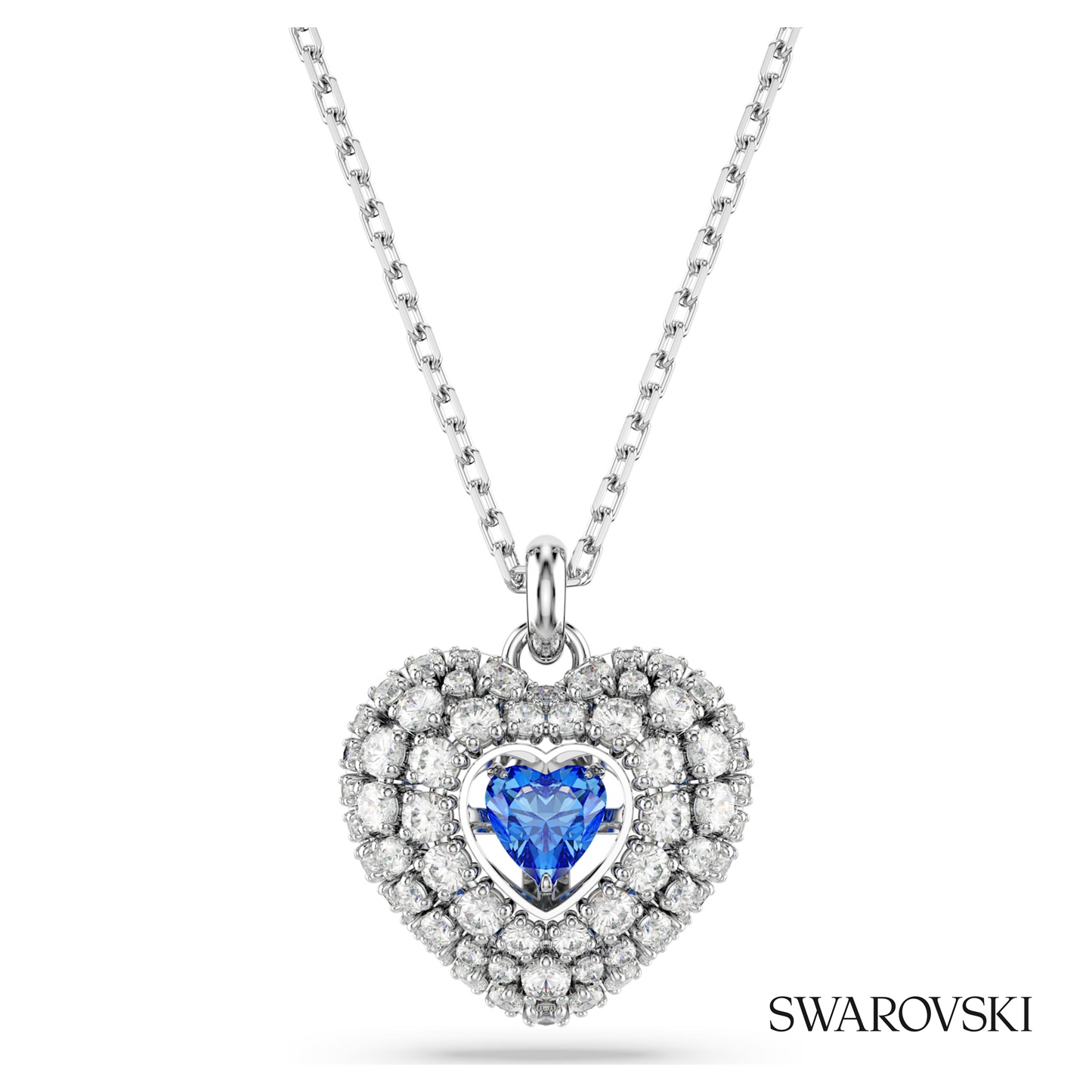 Swarovski Idyllia pendant, Heart, Blue, Rhodium plated – item 5680403