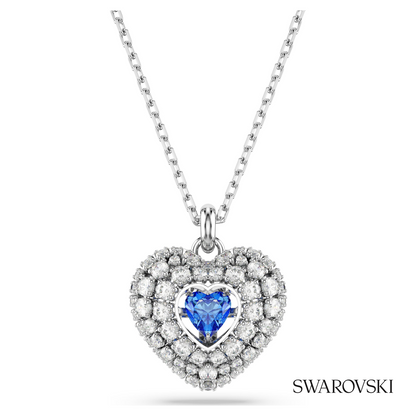 Swarovski Idyllia pendant, Heart, Blue, Rhodium plated – item 5680403
