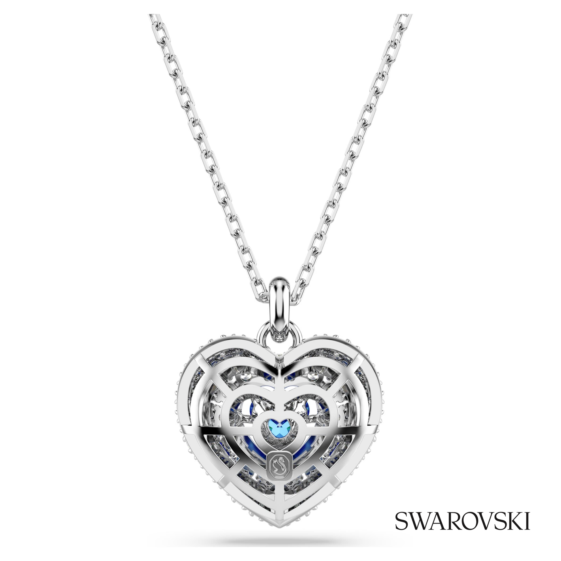 Swarovski Idyllia pendant, Heart, Blue, Rhodium plated – item 5680403 image 4