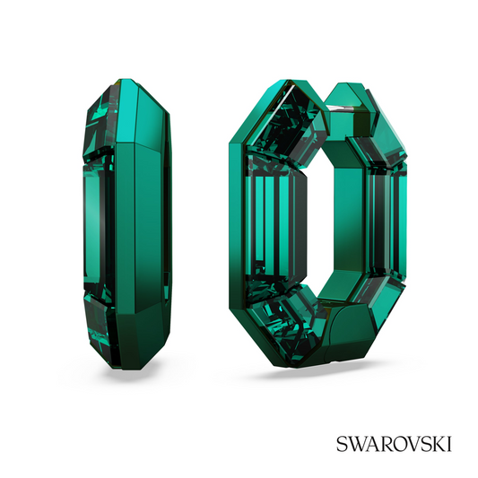 Lucent hoop earrings, Octagon shape, Small, Green – item 5680786