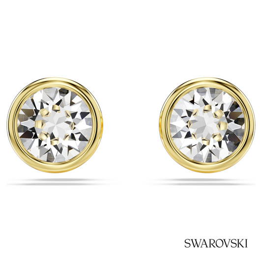 Imber stud earrings, Round cut, White, 18K gold finish – item 5681552