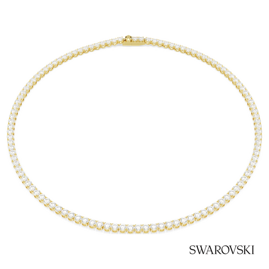 Matrix Tennis necklace, Round cut, White, 18K gold finish – item 5681795