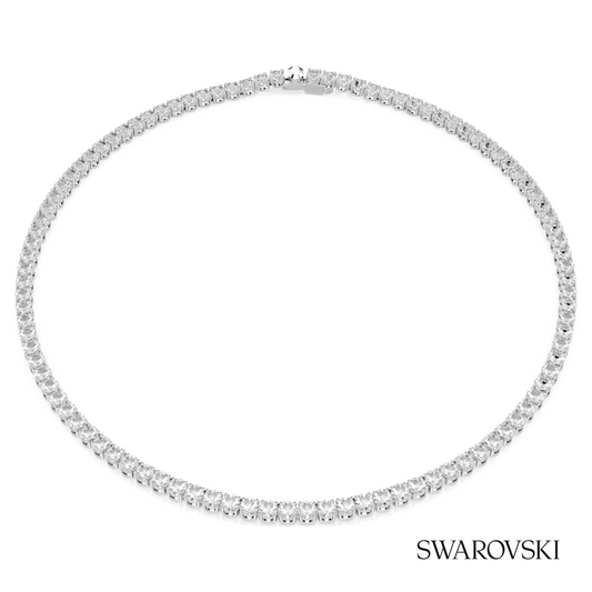 Matrix Tennis necklace, Round cut, White, Rhodium plated – item 5681796