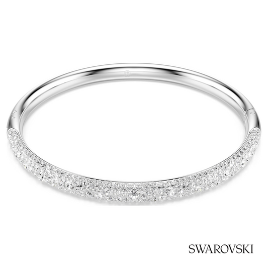 Sublima bangle, Snow pave, White, Rhodium plated – item 5684241