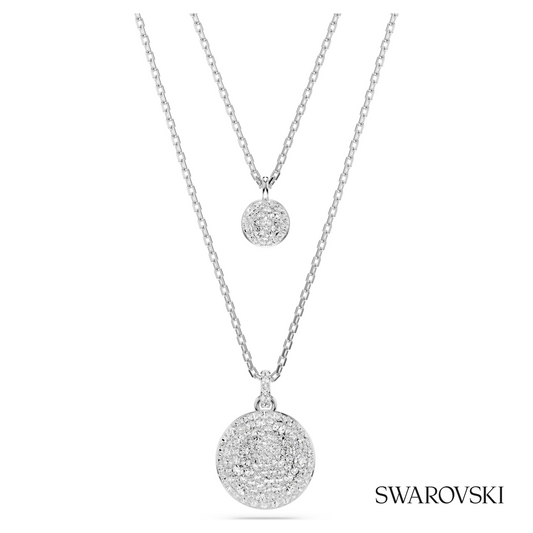 Sublima layered pendant, White, Rhodium plated – item 5684244