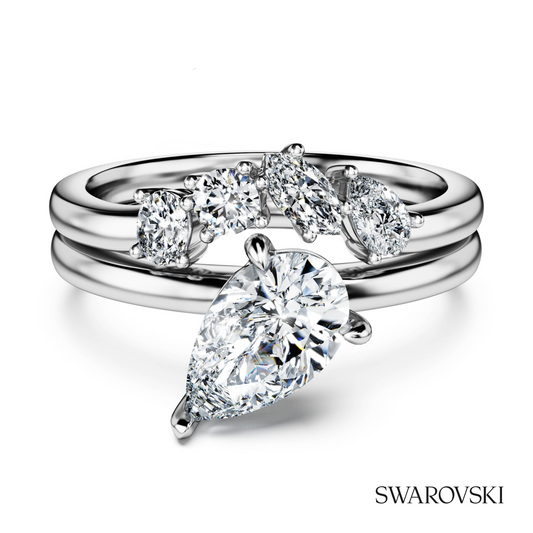 Galaxy ring, Set (2), Lab-grown diamonds 1.4 ct tw, Pear shape, 14K white gold – item 5684697