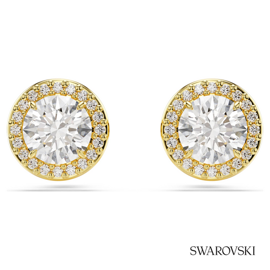 Una Angelic stud earrings, Round cut, Gold tone, 18K gold finish – item 5686637