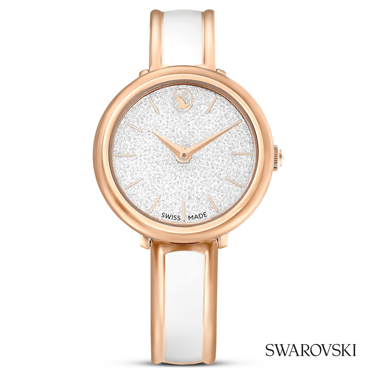 Crystalline bangle watch, Swiss Made, Metal bracelet