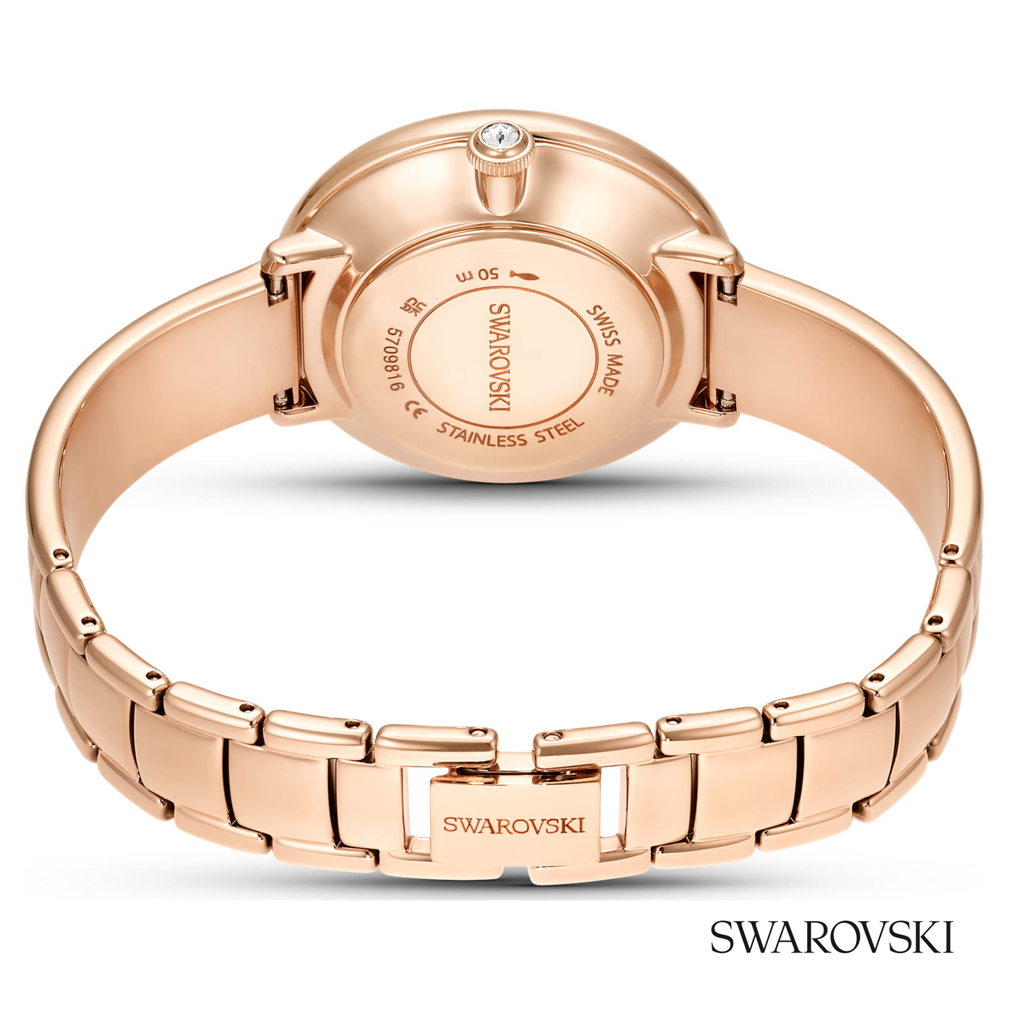 Crystalline bangle watch, Swiss Made, Metal bracelet