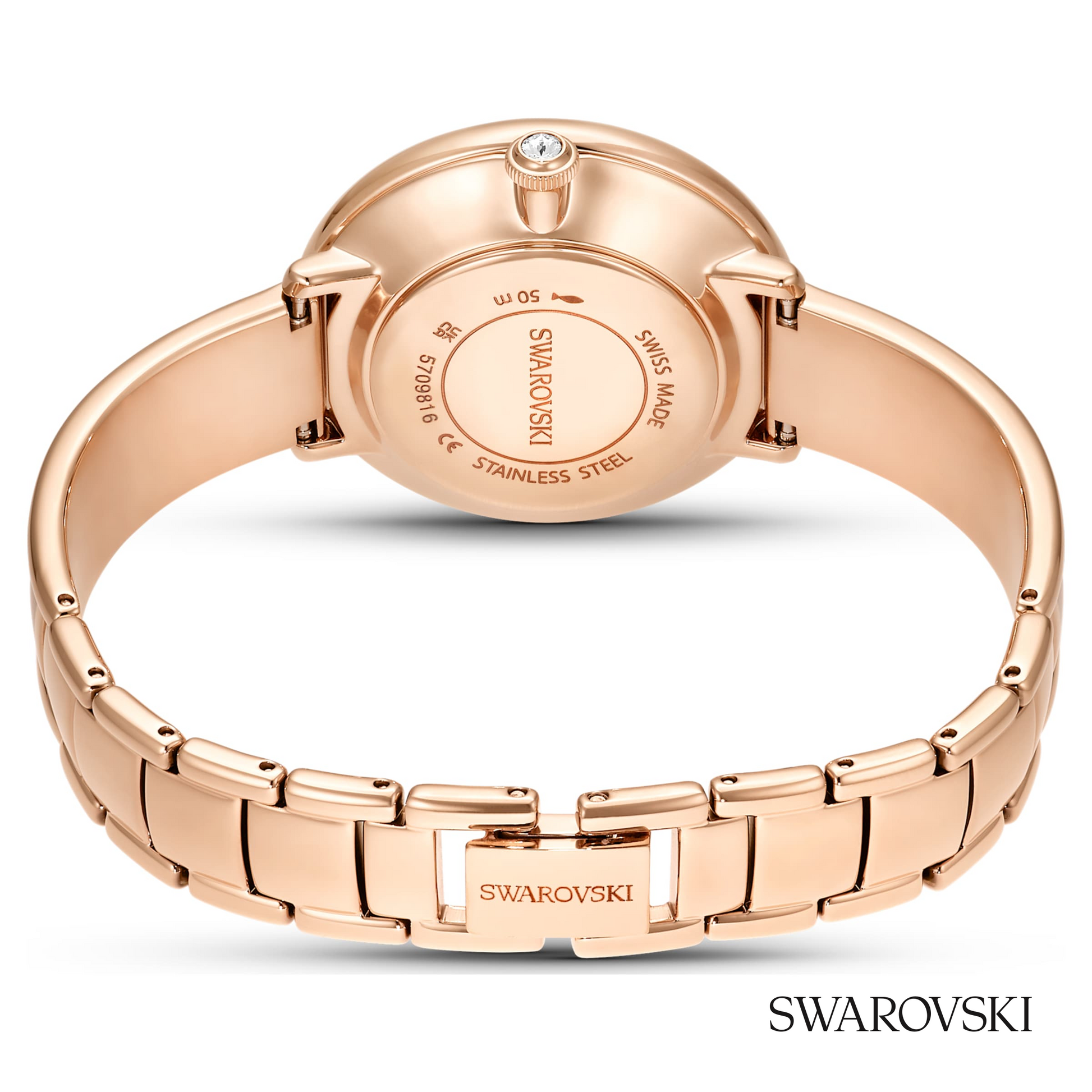 Crystalline bangle watch, Swiss Made, Metal bracelet