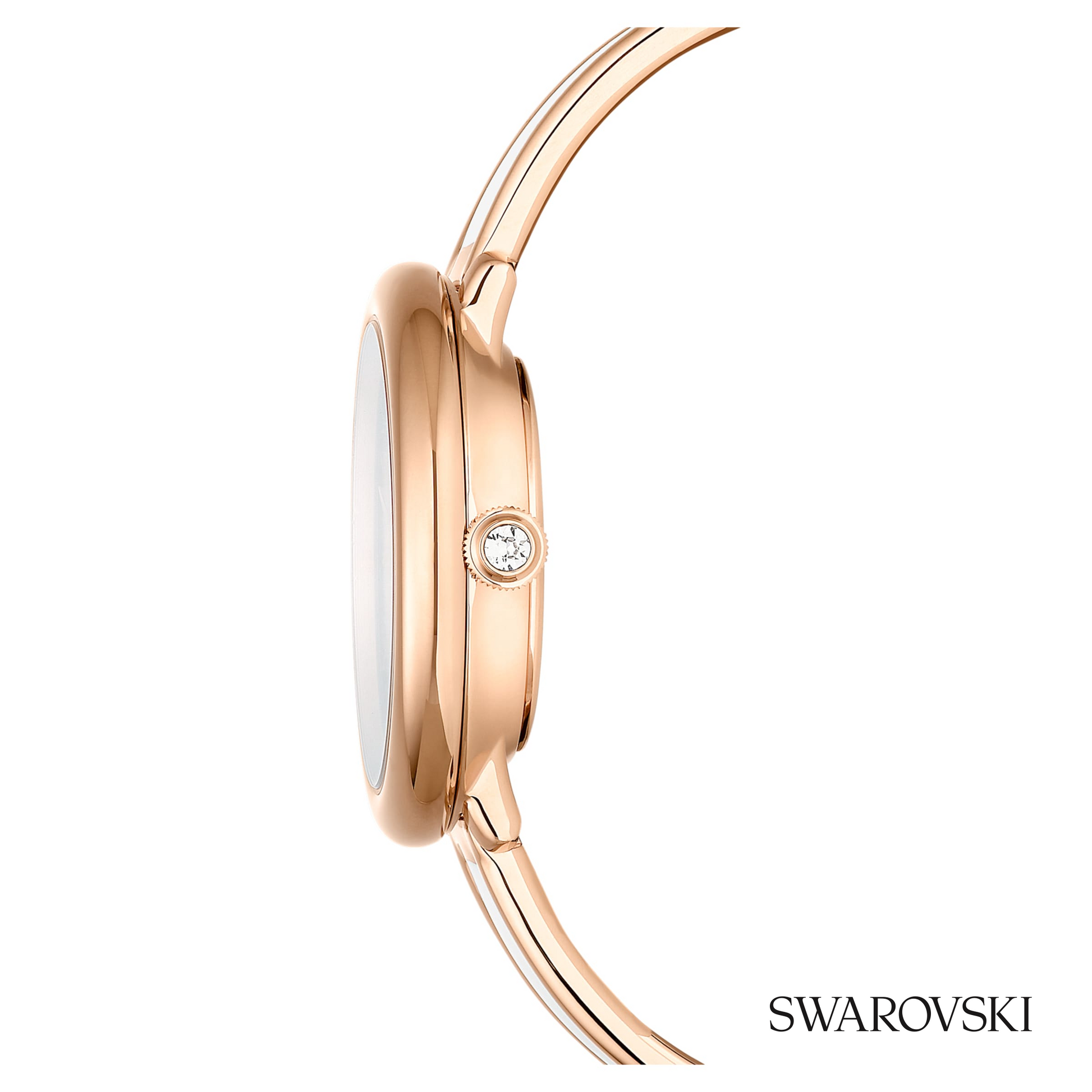 Crystalline bangle watch, Swiss Made, Metal bracelet