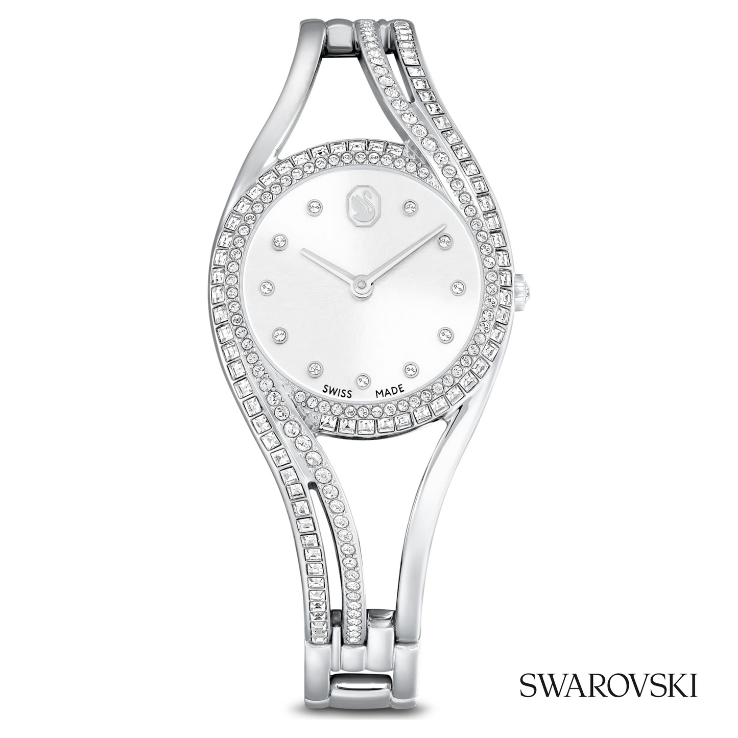Hyperbola bangle watch, Swiss Made, Metal bracelet