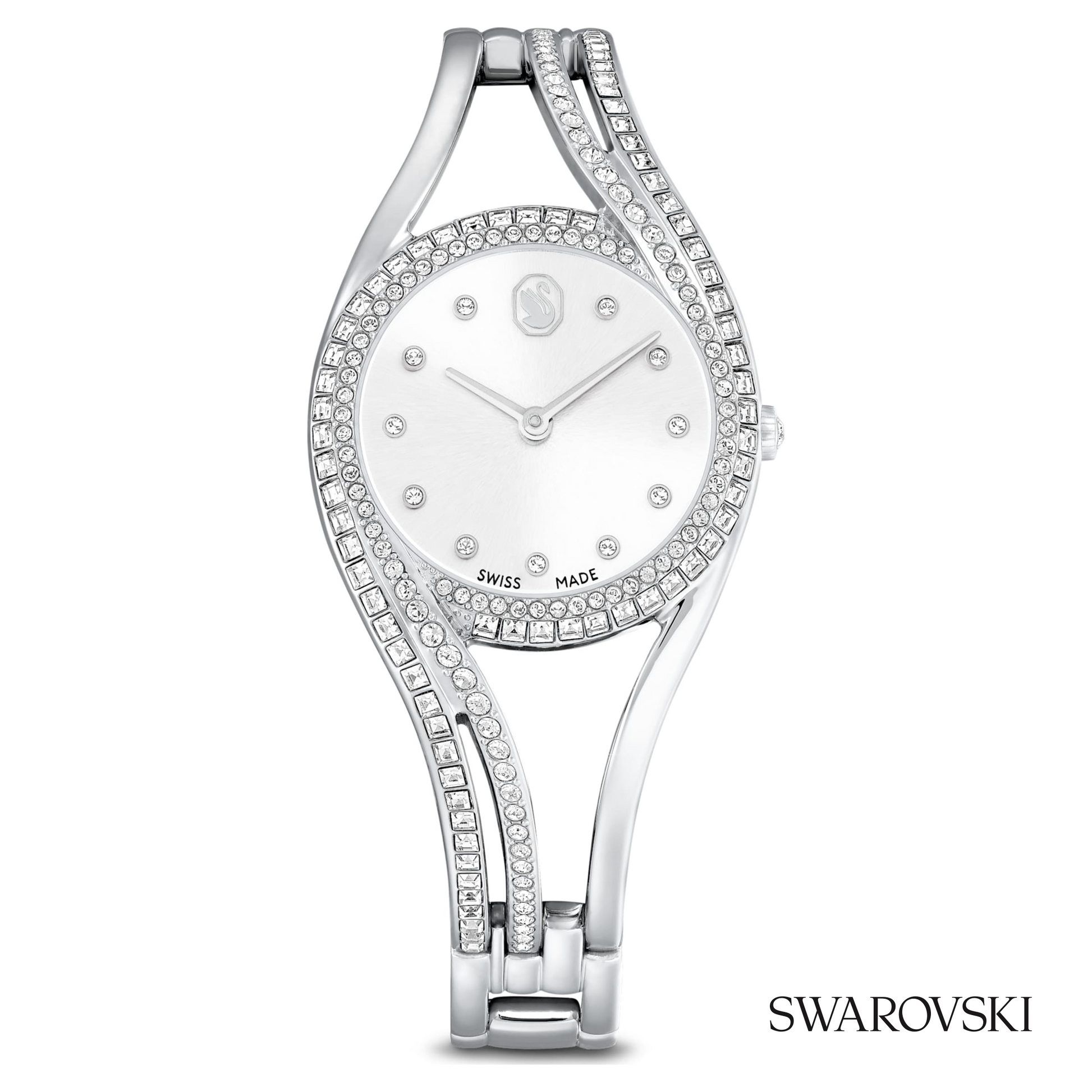 Hyperbola bangle watch, Swiss Made, Metal bracelet