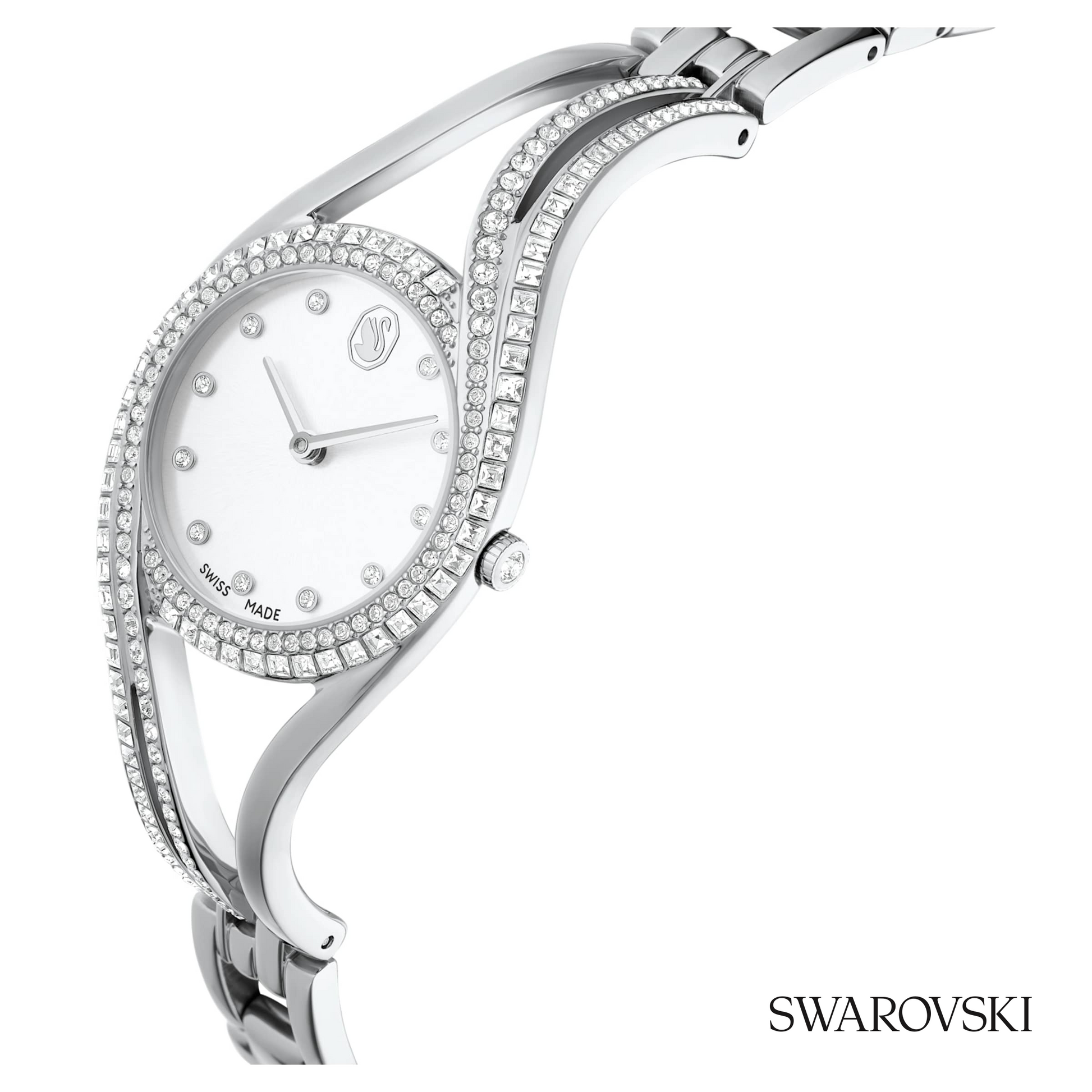 Hyperbola bangle watch, Swiss Made, Metal bracelet