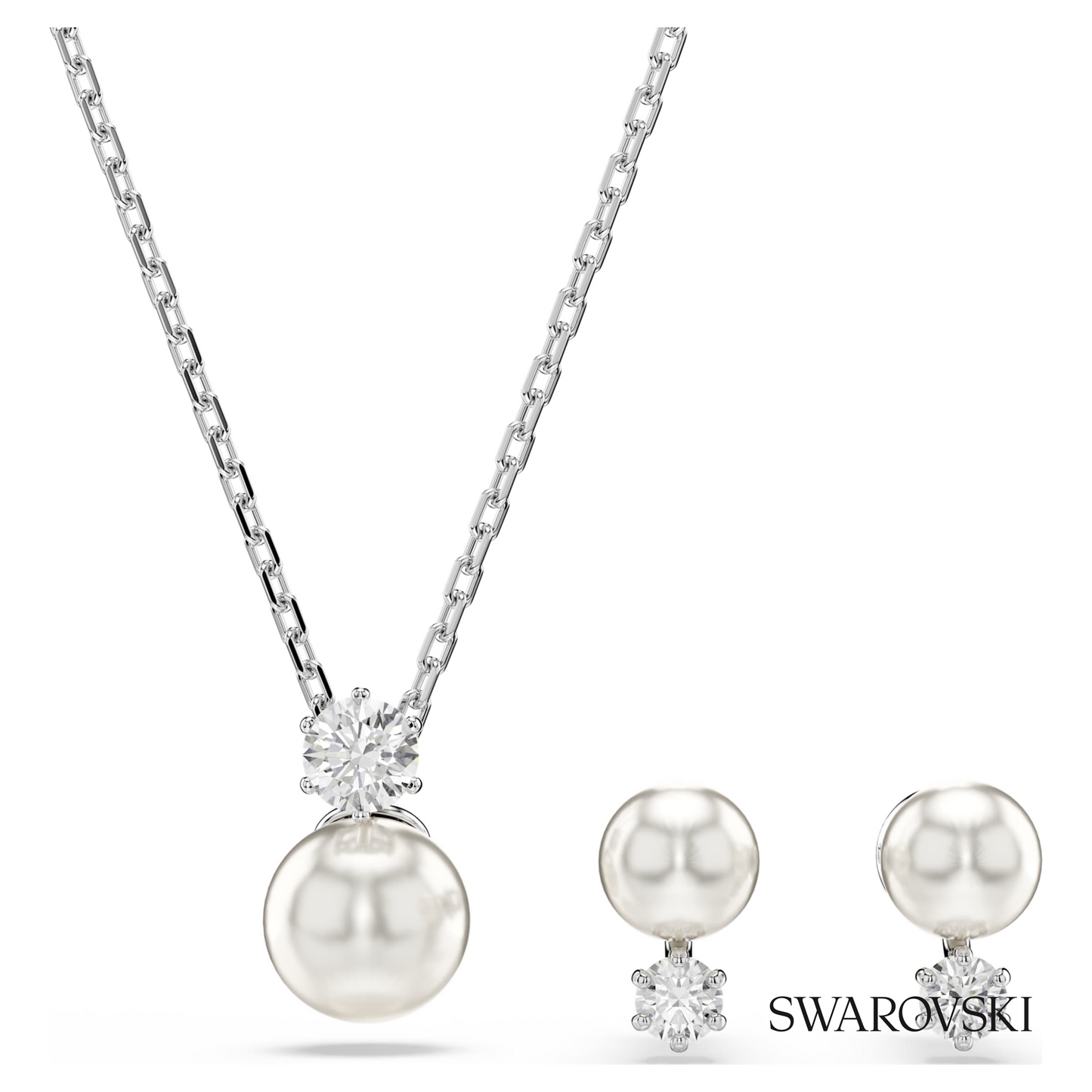 Swarovski Matrix set, Crystal pearl, Round cut, White – item 5689624