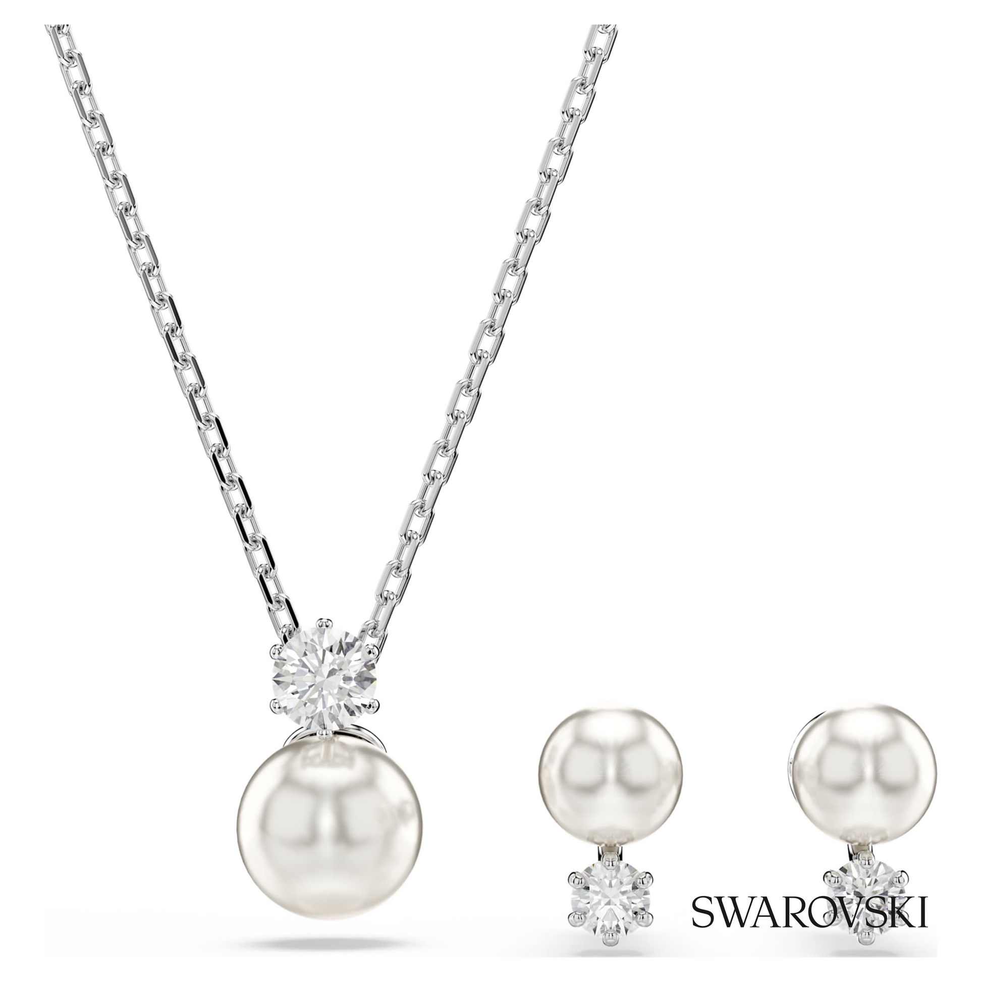 Swarovski Matrix set, Crystal pearl, Round cut, White – item 5689624