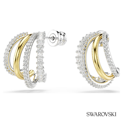 Hyperbola hoop earrings, Mixed cuts, Mini, White, Mixed metal finish – item 5689718 – view 3