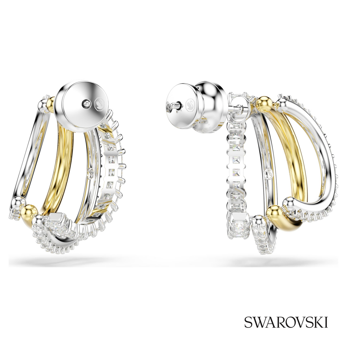 Hyperbola hoop earrings, Mixed cuts, Mini, White, Mixed metal finish – item 5689718 – view 4
