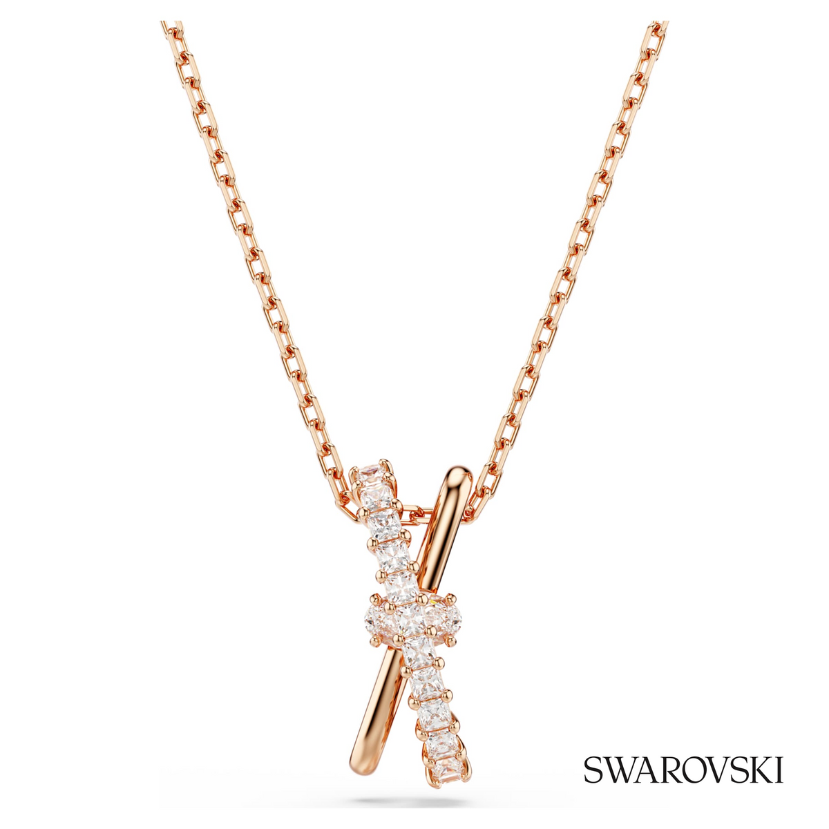 Hyperbola pendant, Mixed cuts, Twist, White, 18K rose gold finish – item 5689788