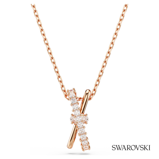 Hyperbola pendant, Mixed cuts, Twist, White, 18K rose gold finish – item 5689788
