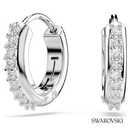 Swarovski Matrix hoop earrings, Round cut, White, Rhodium – item 5690670 image 5