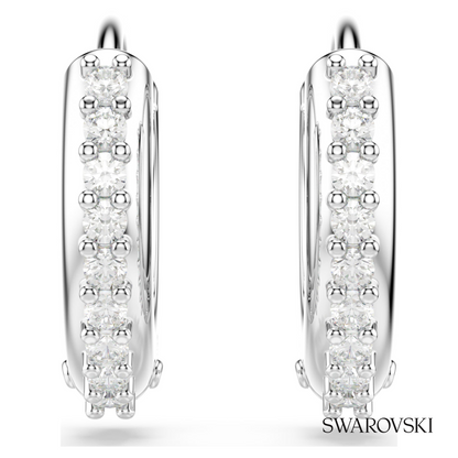 Swarovski Matrix hoop earrings, Round cut, White, Rhodium – item 5690670 image 2
