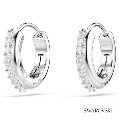 Swarovski Matrix hoop earrings, Round cut, White, Rhodium – item 5690670 image 3
