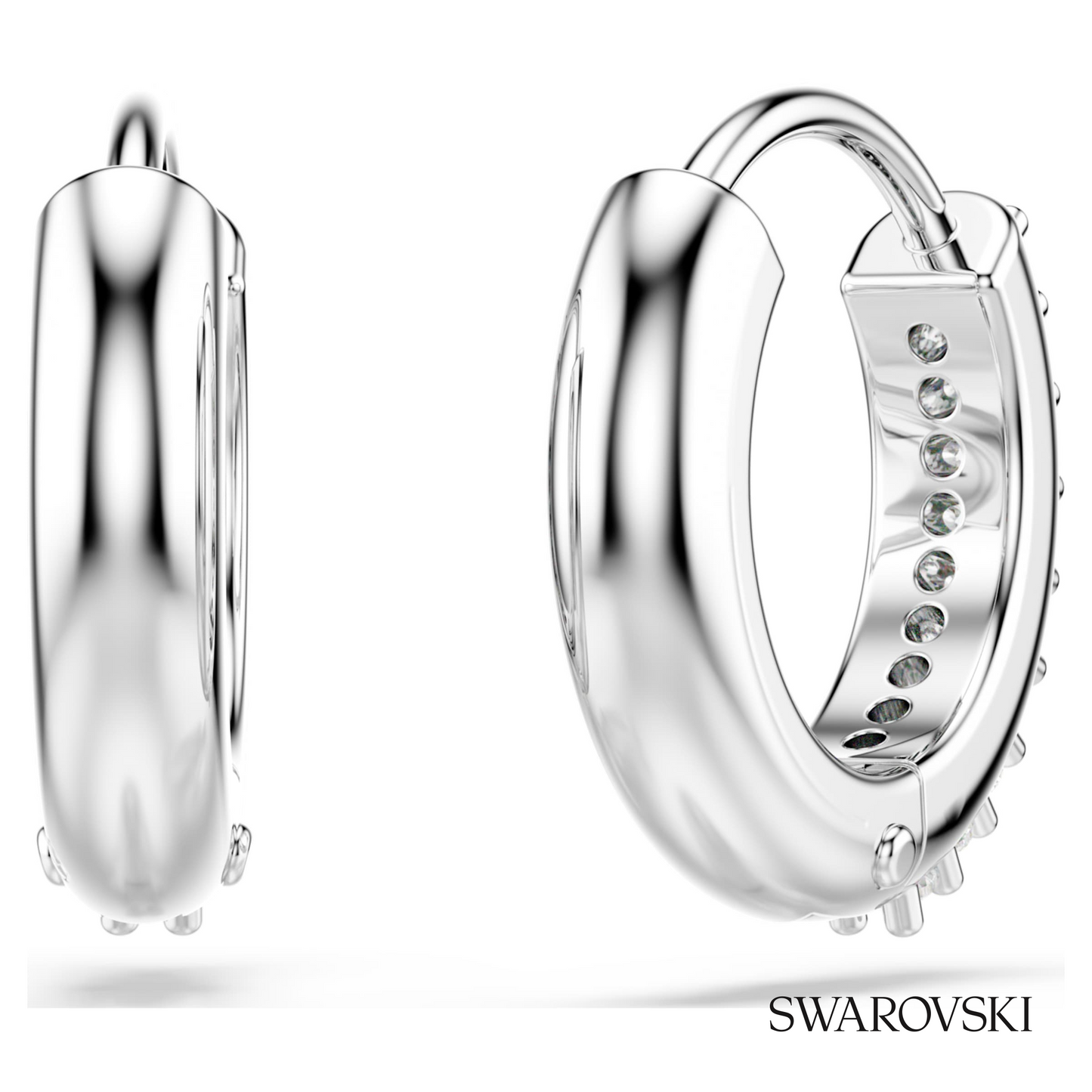 Swarovski Matrix hoop earrings, Round cut, White, Rhodium – item 5690670 image 4