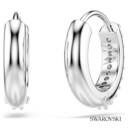 Swarovski Matrix hoop earrings, Round cut, White, Rhodium – item 5690670 image 4