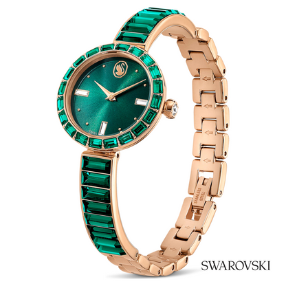 Matrix bangle watch, Swiss Made, Crystal bracelet, Champagne gold-tone finish
