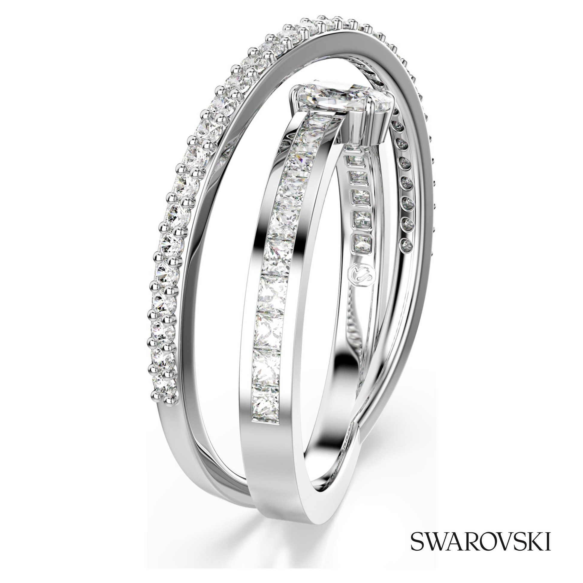 Swarovski Hyperbola ring, Mixed cuts, White, Rhodium plated – item 5691228 image 2