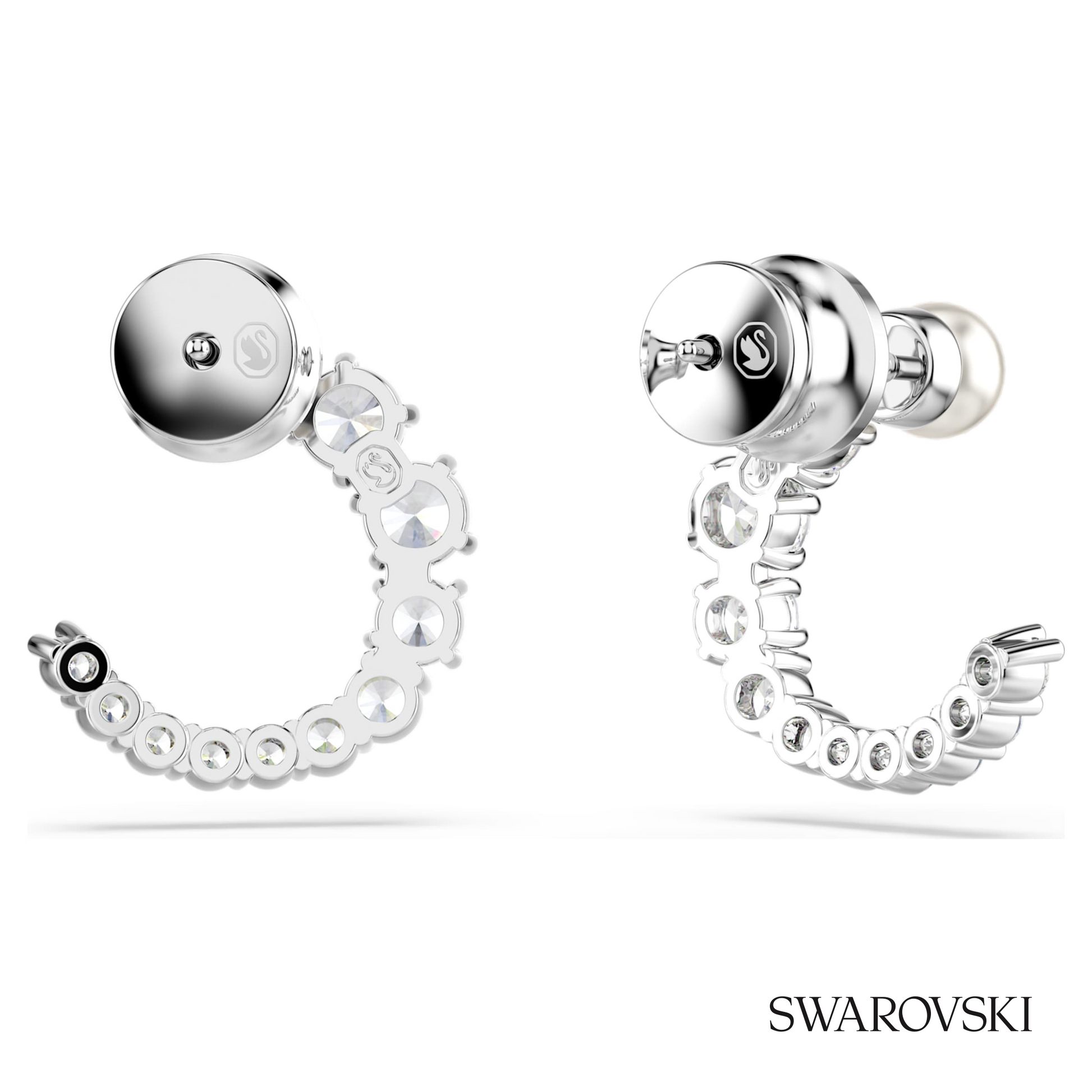 Swarovski Matrix hoop earrings, Crystal pearl, Round cut – item 5692260 image 4