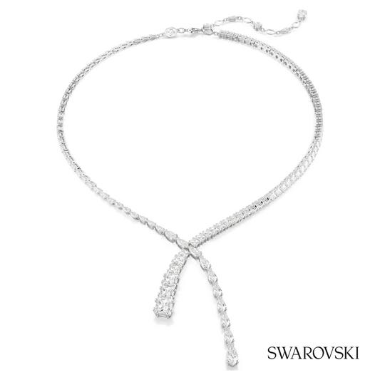 Matrix Y necklace, Mixed cuts, White, Rhodium plated – item 5692533