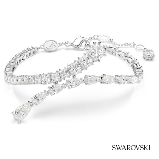 Matrix bracelet, Mixed cuts, White, Rhodium plated – item 5693154
