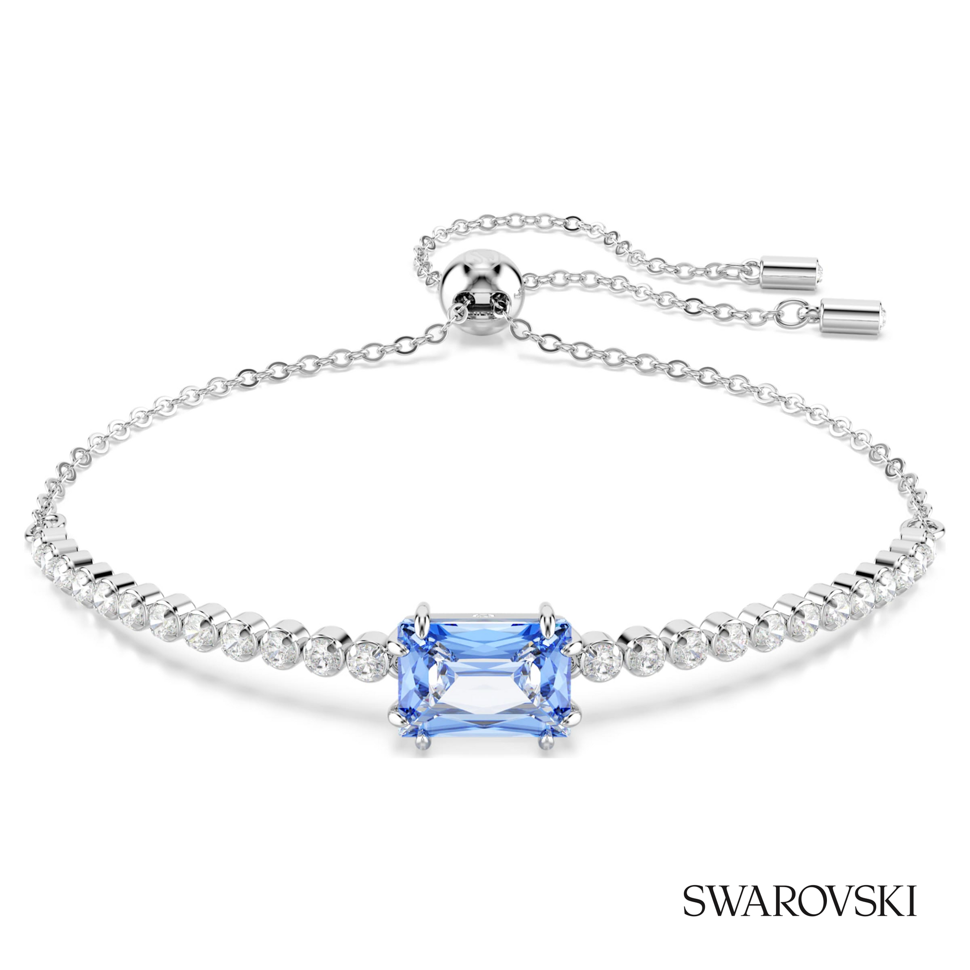 Swarovski Matrix bracelet, Mixed cuts, Blue, Rhodium plated – item 5693412