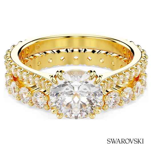 Stilla ring, Set (2), Round cut, White, 18K gold finish – item 5693506