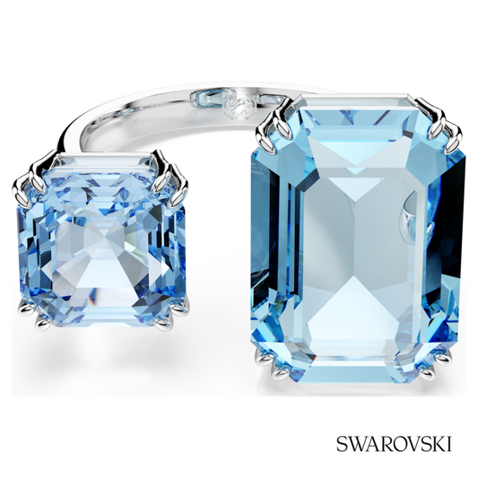 Millenia open ring, Octagon cut, Blue, Rhodium plated – item 5694138