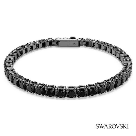 Matrix Tennis bracelet, Round cut, Black, Ruthenium plated – item 5696030