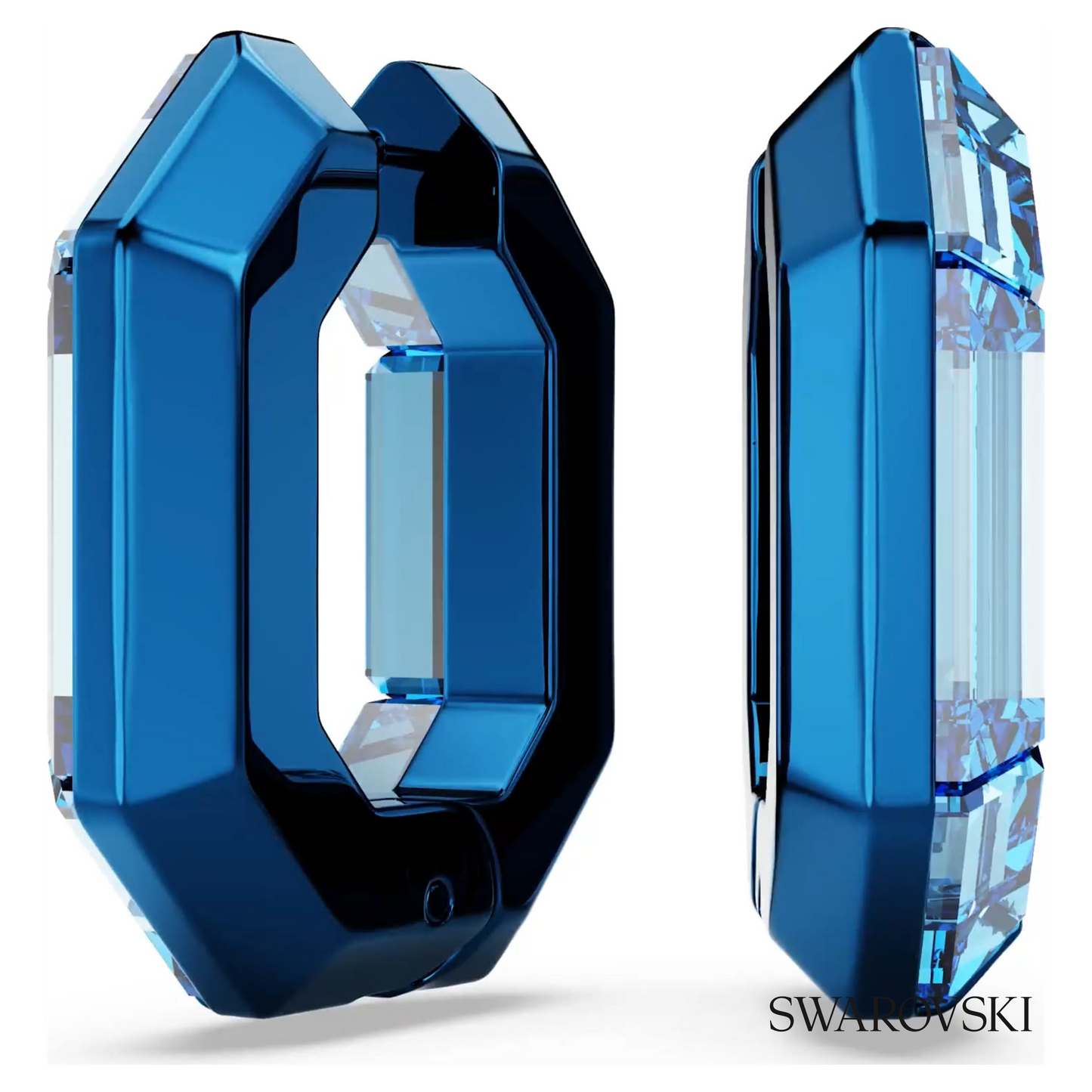 Swarovski Lucent hoop earrings, Octagon shape, Small, Blue – item 5696038 image 5