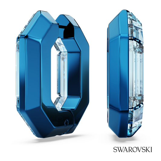 Swarovski Lucent hoop earrings, Octagon shape, Small, Blue – item 5696038