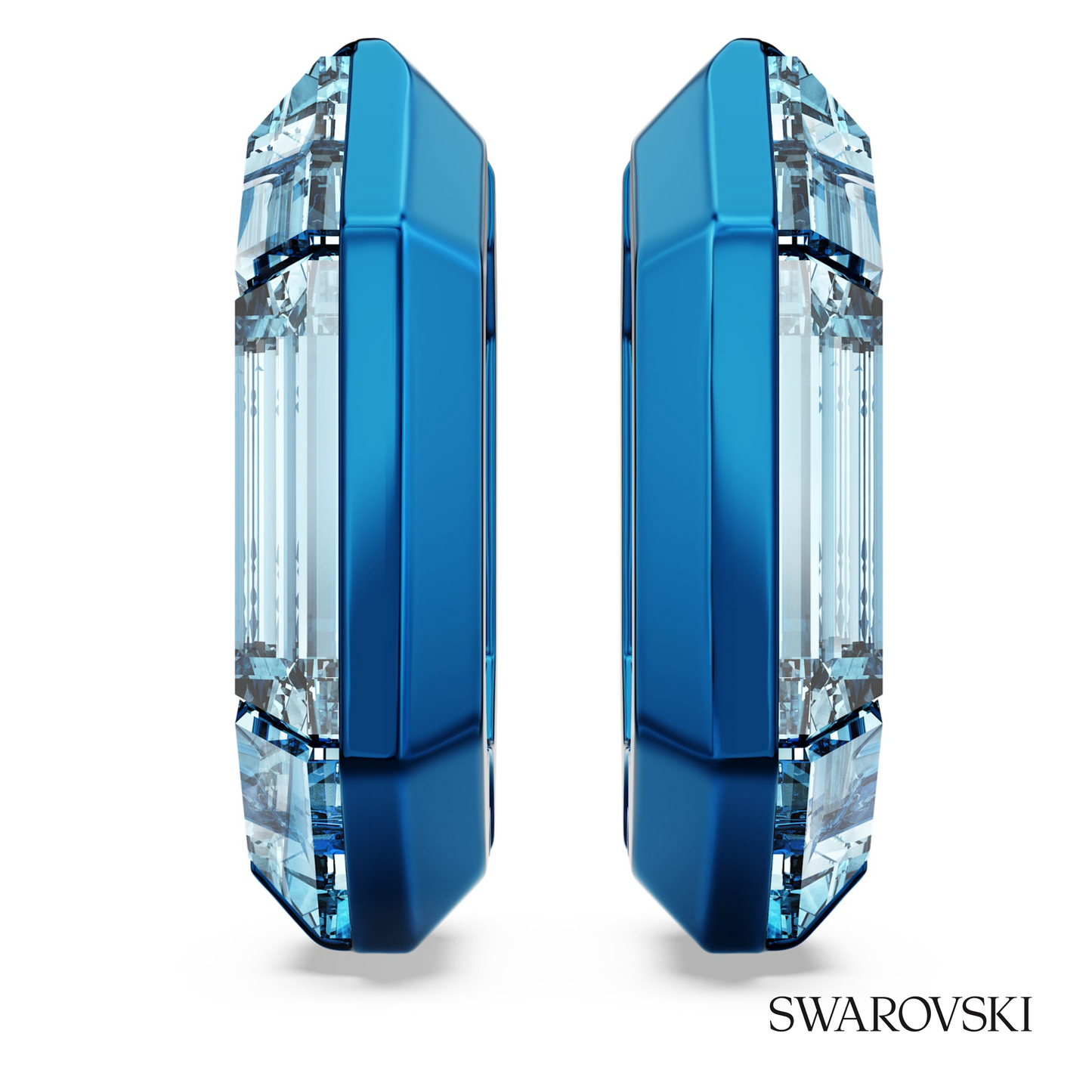 Swarovski Lucent hoop earrings, Octagon shape, Small, Blue – item 5696038 image 2