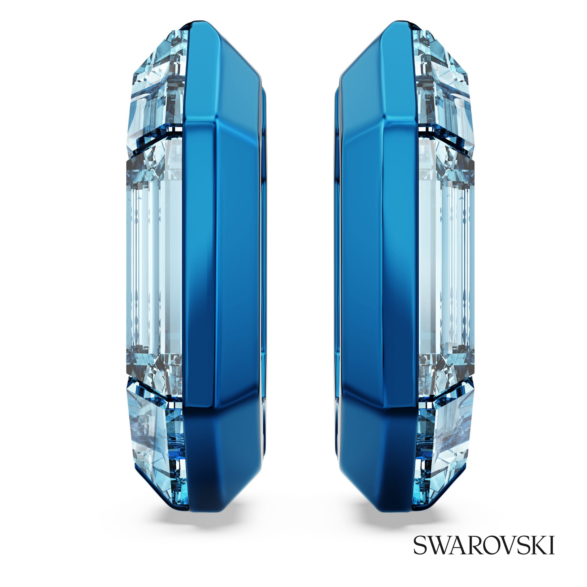 Swarovski Lucent hoop earrings, Octagon shape, Small, Blue – item 5696038 image 2