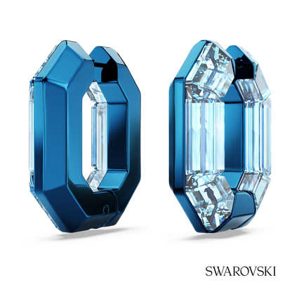 Swarovski Lucent hoop earrings, Octagon shape, Small, Blue – item 5696038 image 3