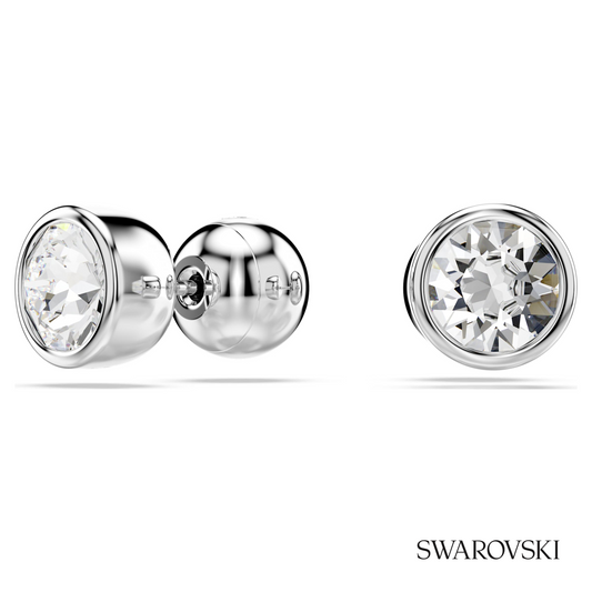 Imber stud earrings, Round cut, White, Rhodium plated – item 5696073