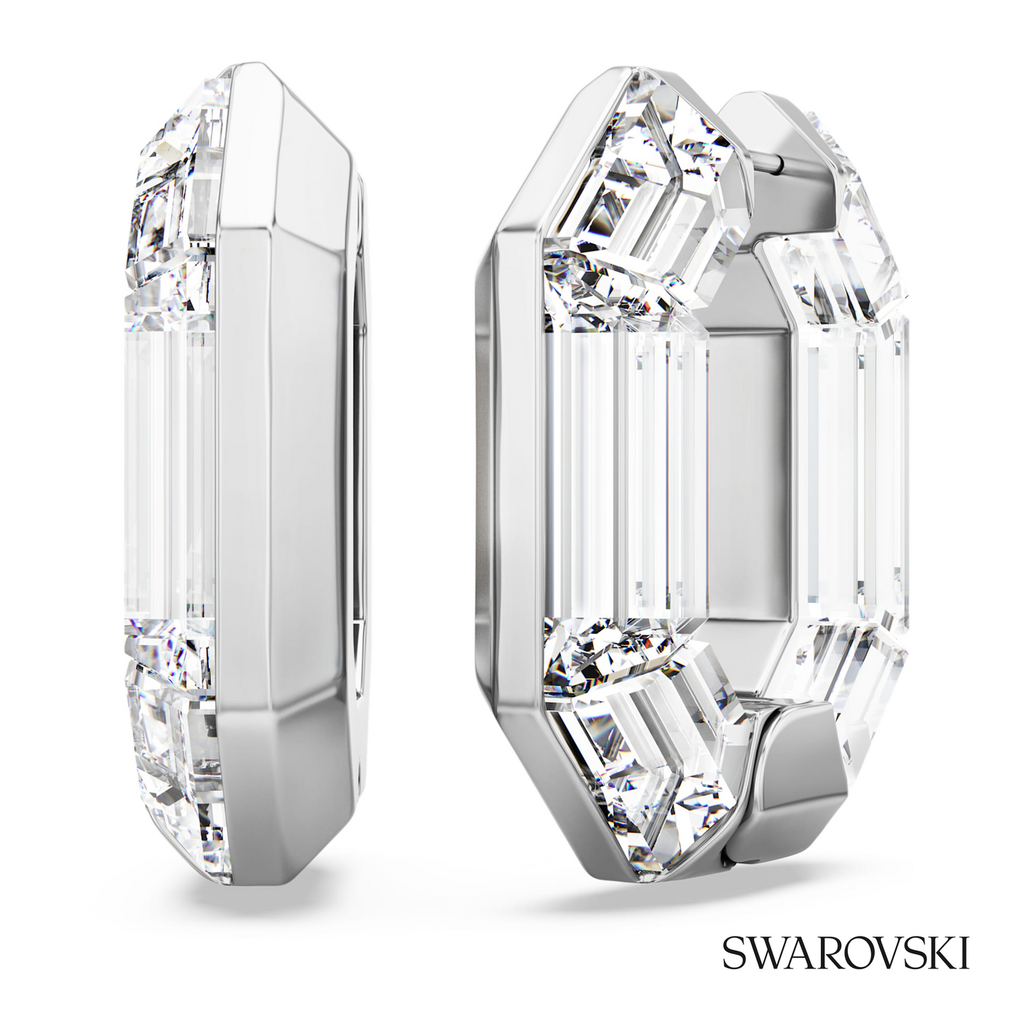 Swarovski Lucent hoop earrings, Octagon shape, Small, White – item 5696289 image 4