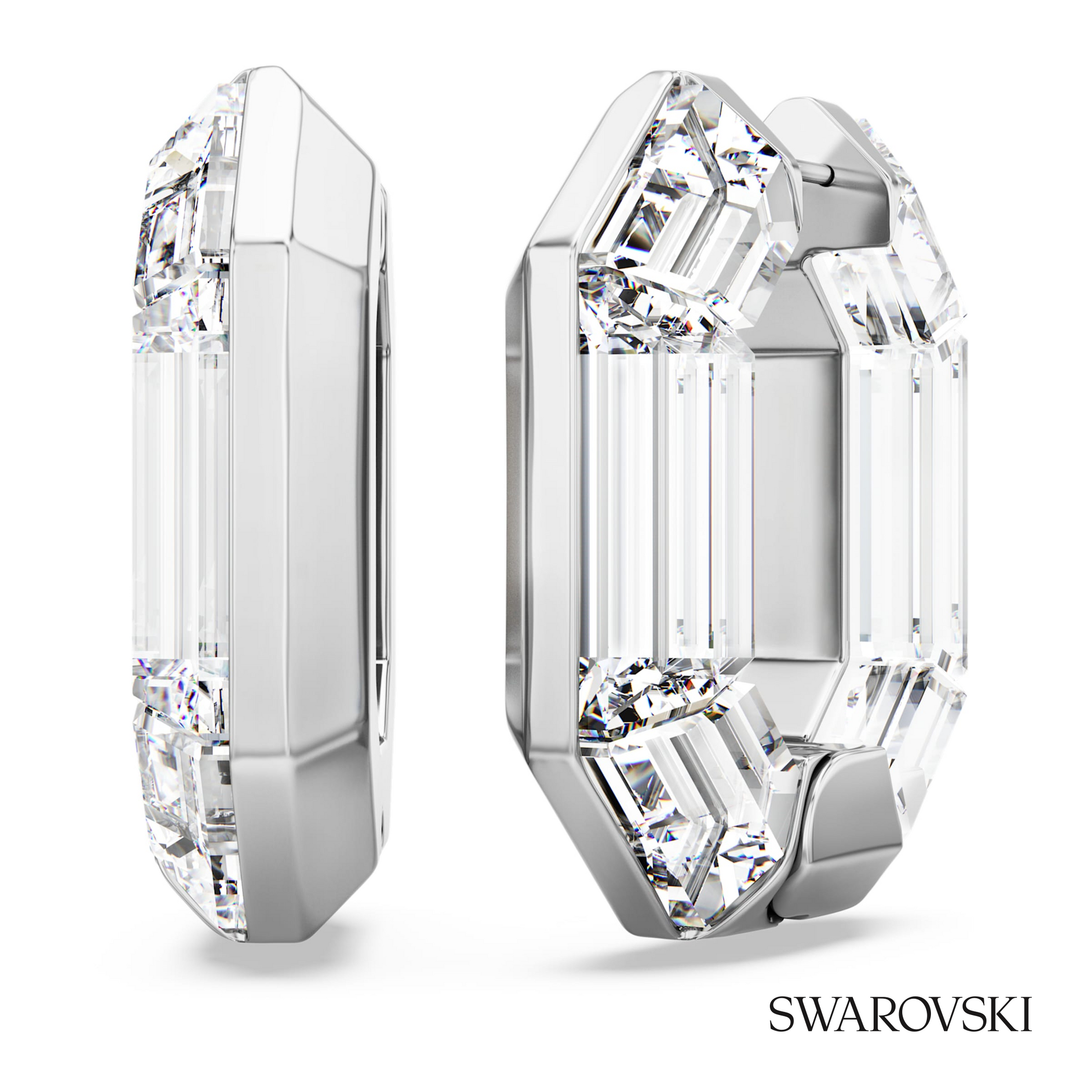 Swarovski Lucent hoop earrings, Octagon shape, Small, White – item 5696289 image 4