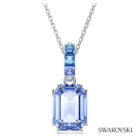 Millenia pendant, Octagon cut, Blue, Rhodium plated – item 5696518