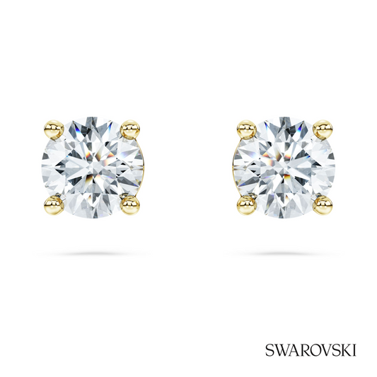 Eternity solitaire stud earrings, Lab-grown diamonds 1 ct tw, Round shape, 14K yellow gold – item 5696890