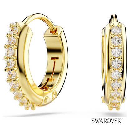 Swarovski Matrix hoop earrings, Round cut, White, 18K gold – item 5697228 image 5