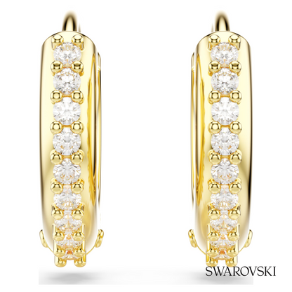 Swarovski Matrix hoop earrings, Round cut, White, 18K gold – item 5697228 image 2